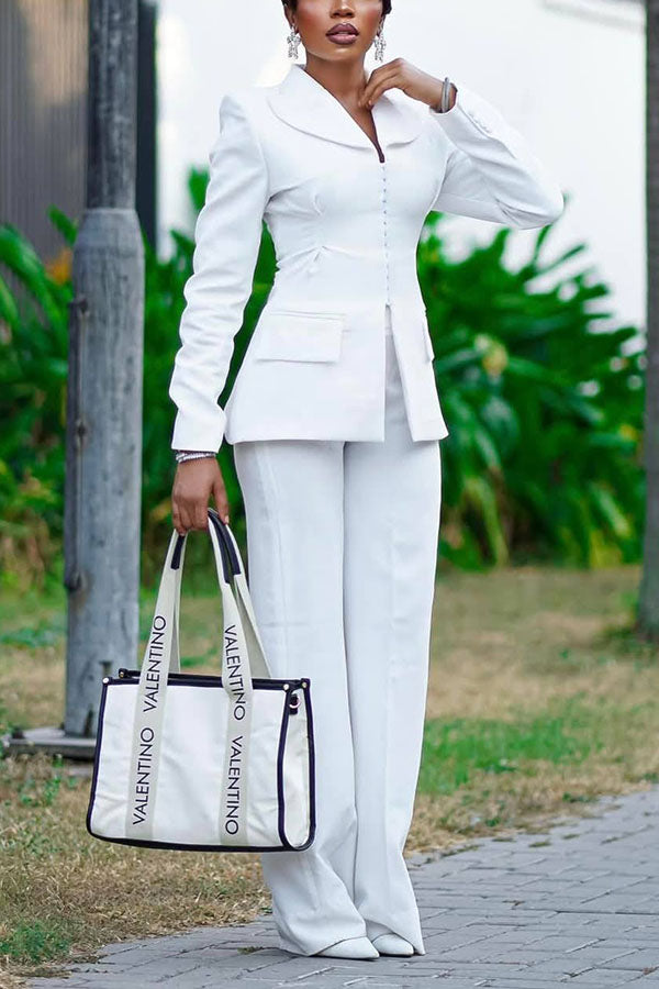 Elegant Shawl Collar Blazer & Pants Set