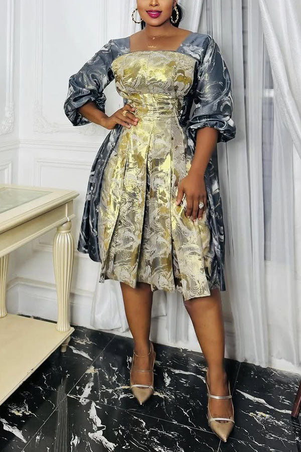 Vintage Contrast Floral Print Dress