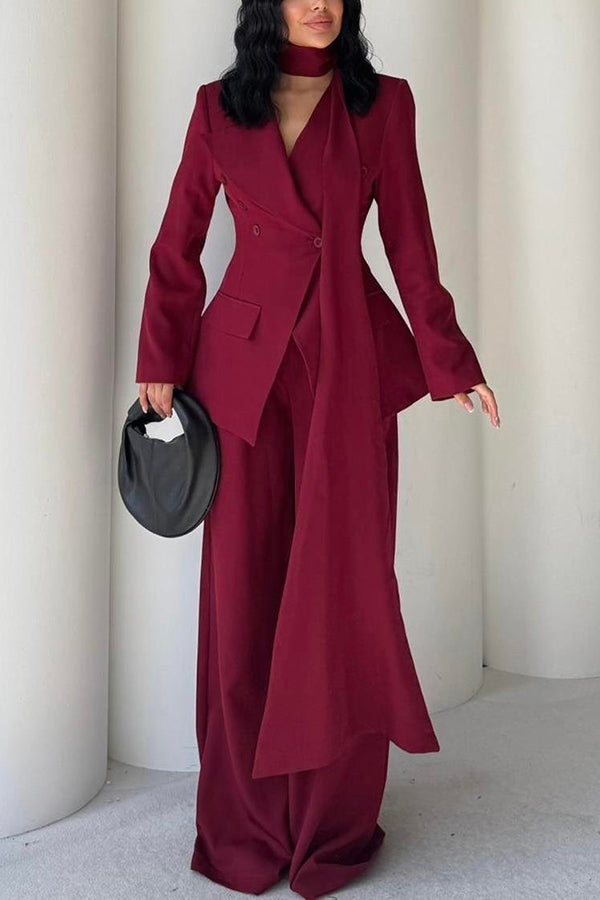 Chic Double Breasted Blazer & Pants Set
