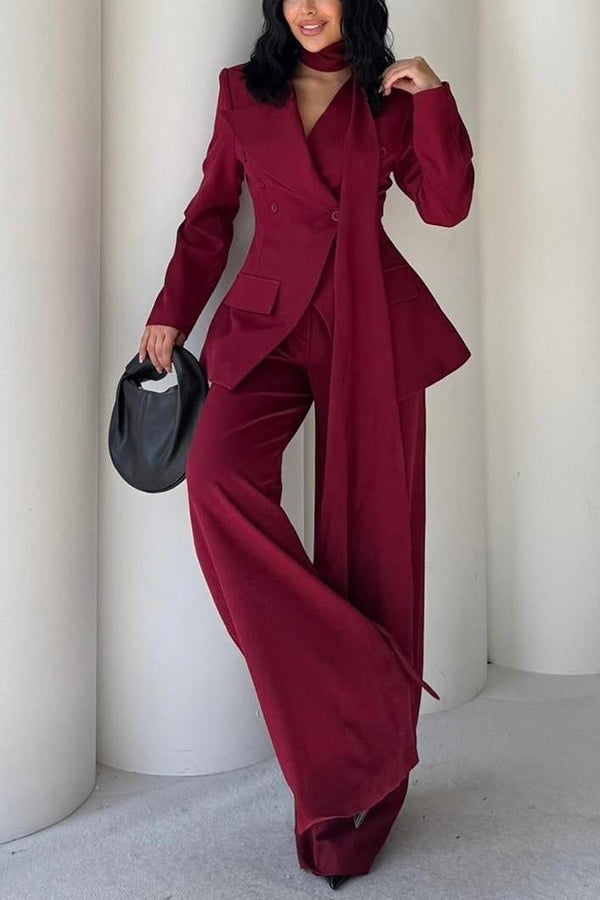 Chic Double Breasted Blazer & Pants Set