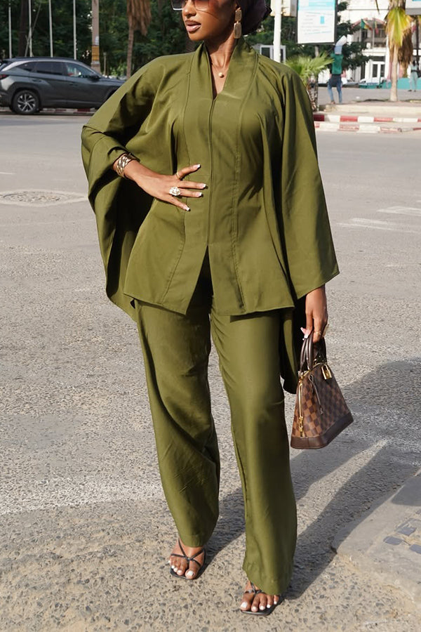 Chic Batwing Sleeve Top & Pants Set
