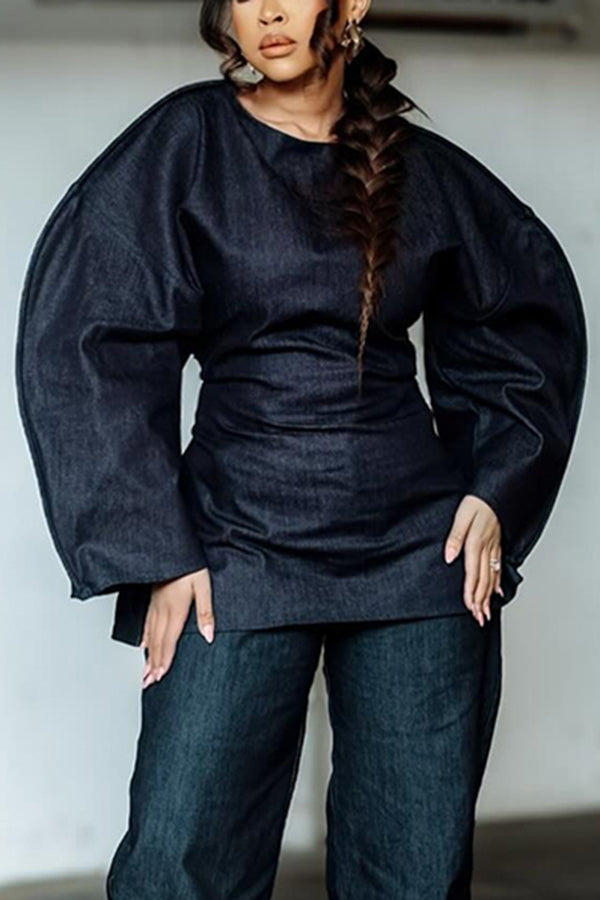 Retro Scimitar Sleeves Lace up Top 