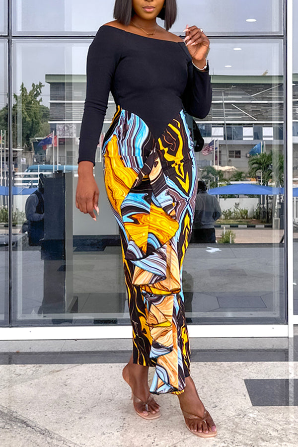 Chic Contrast Floral Print Dress