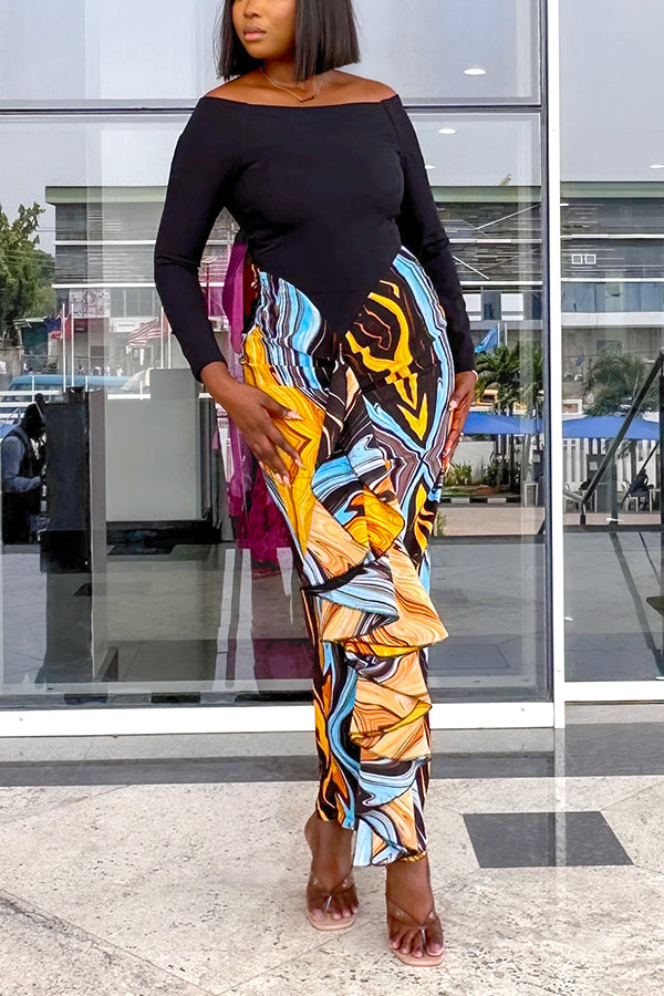 Chic Contrast Floral Print Dress