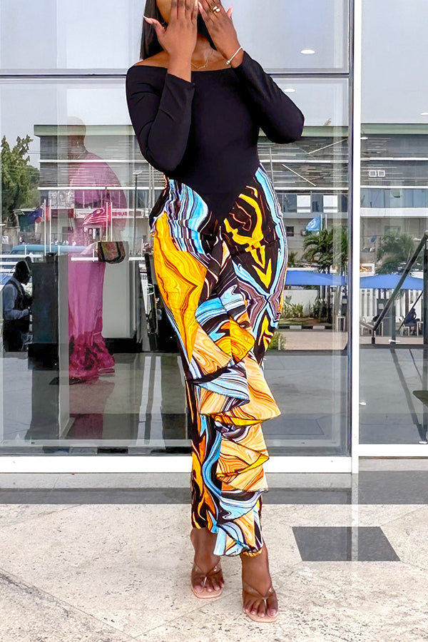 Chic Contrast Floral Print Dress