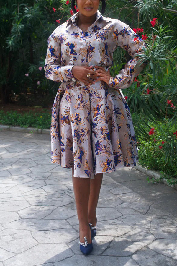 Elegant Ruffle Hem Floral Print Dress