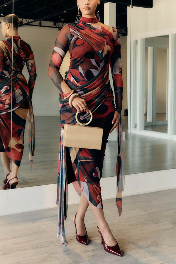 Fashion Figure Graphic Ruched Dress
