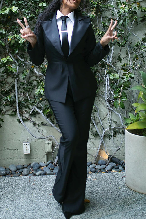 Retro Big Lapel Collar Blazer & Pants Set 