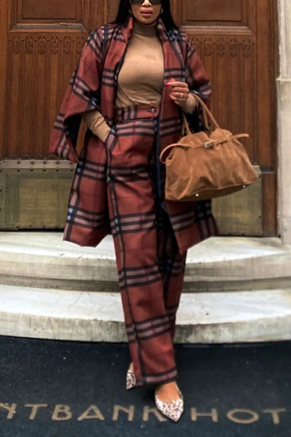 Vintage Plaid Cardigan & Pants Set