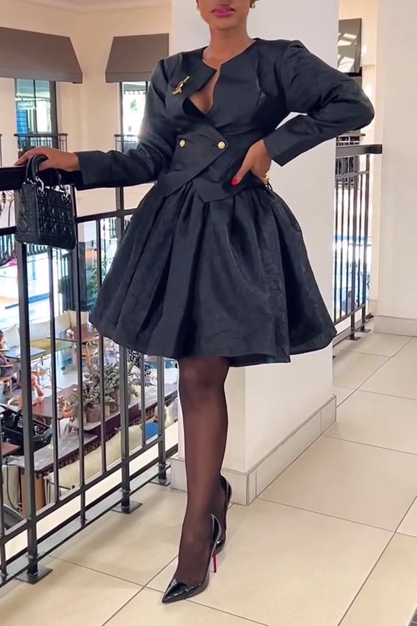 Chic Double Breasted Blazer & Skirt Set