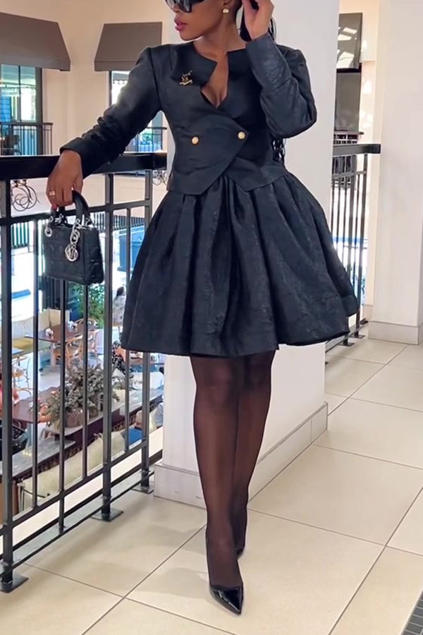 Chic Double Breasted Blazer & Skirt Set