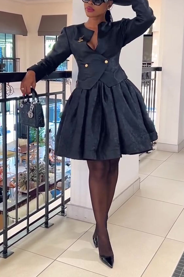 Chic Double Breasted Blazer & Skirt Set