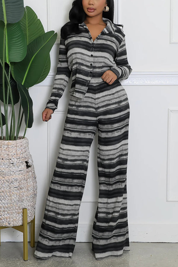 Retro Striped Top & Pants Set