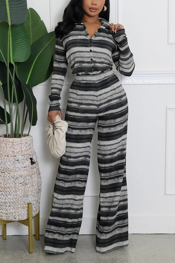 Retro Striped Top & Pants Set