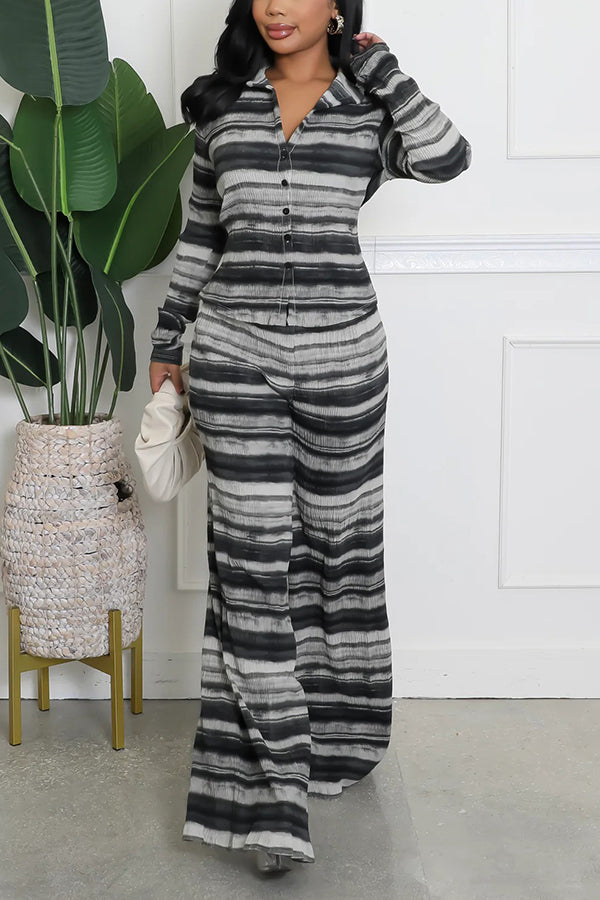 Retro Striped Top & Pants Set