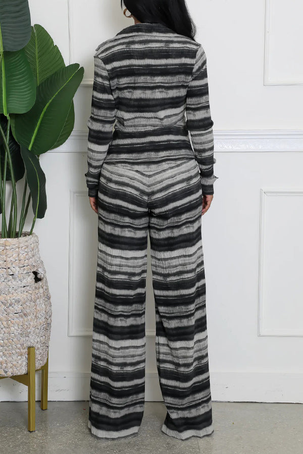 Retro Striped Top & Pants Set