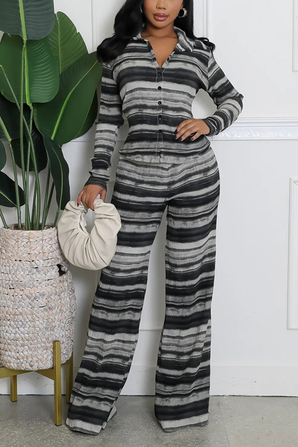 Retro Striped Top & Pants Set