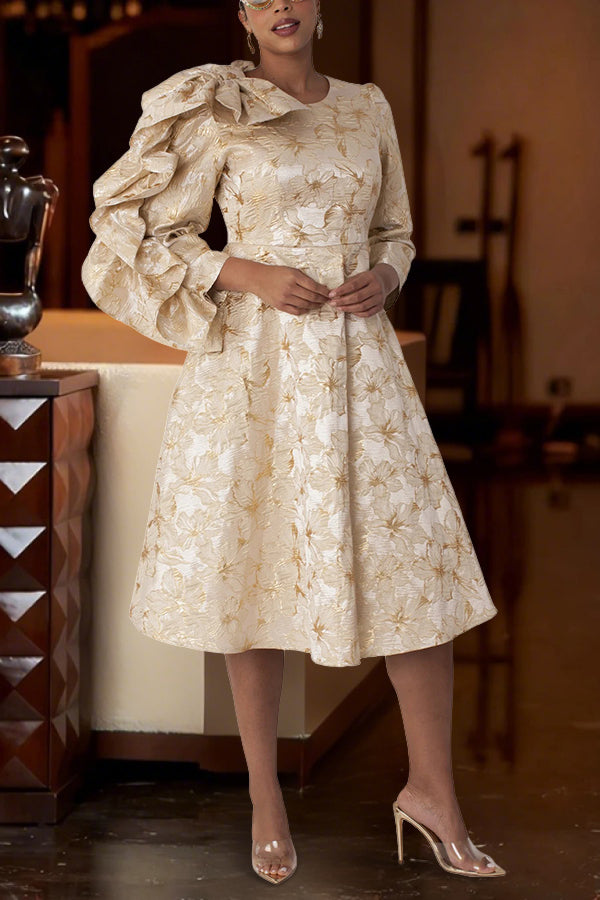 Chic Ruffle Sleeve Floral Print Dress