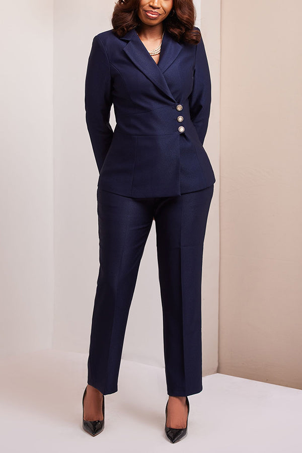 Retro Side Breasted Blazer & Pants Set