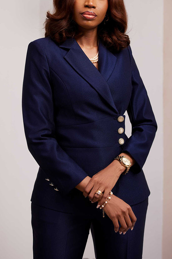 Retro Side Breasted Blazer & Pants Set