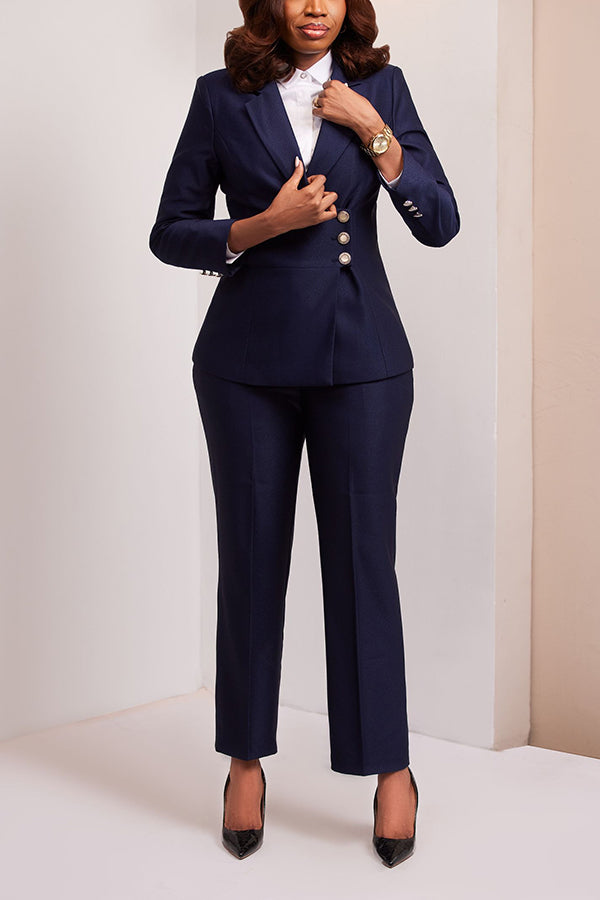 Retro Side Breasted Blazer & Pants Set