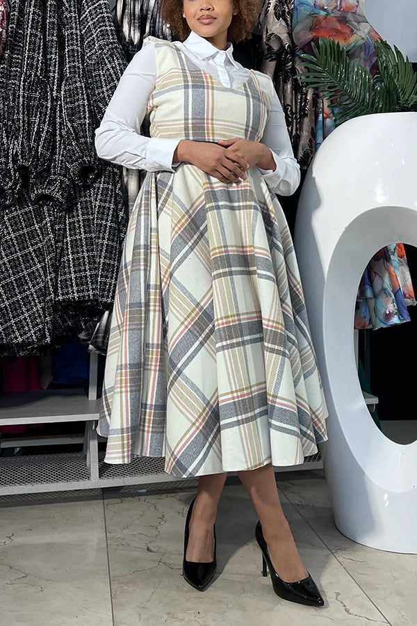 Retro Plaid V-Neck Sundress