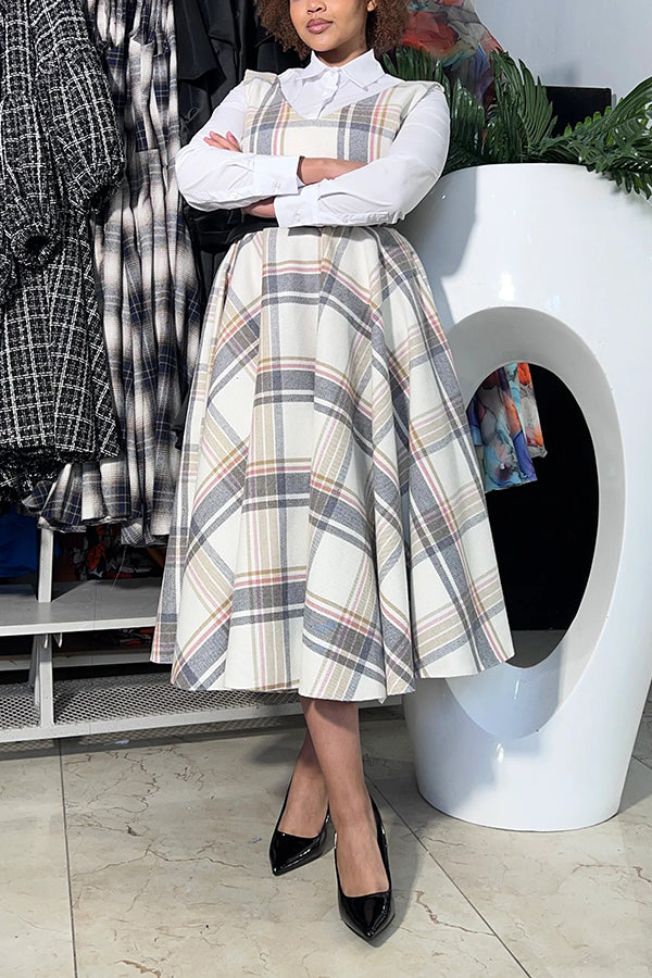 Retro Plaid V-Neck Sundress