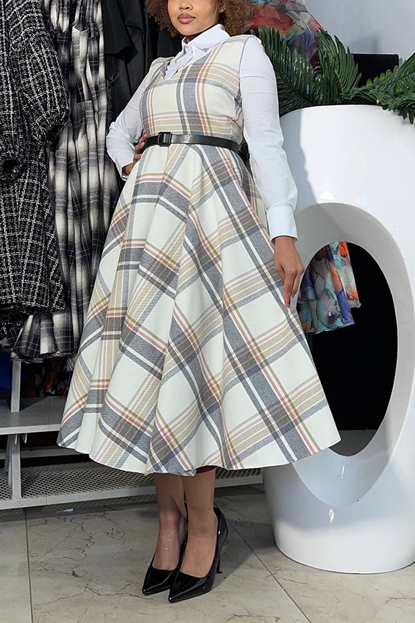 Retro Plaid V-Neck Sundress