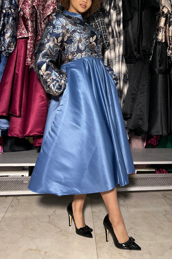 Elegant Contrast Floral Print Dress