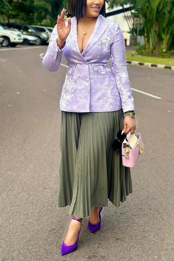 Retro Floral Print Lapel Collar Blazer