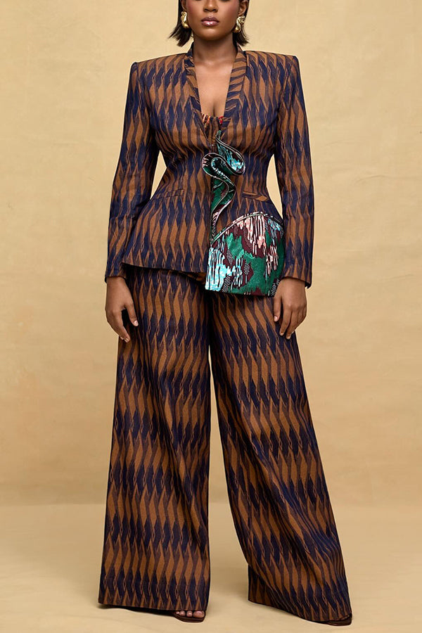 Retro Figure Graphic Blazer & Pants Set