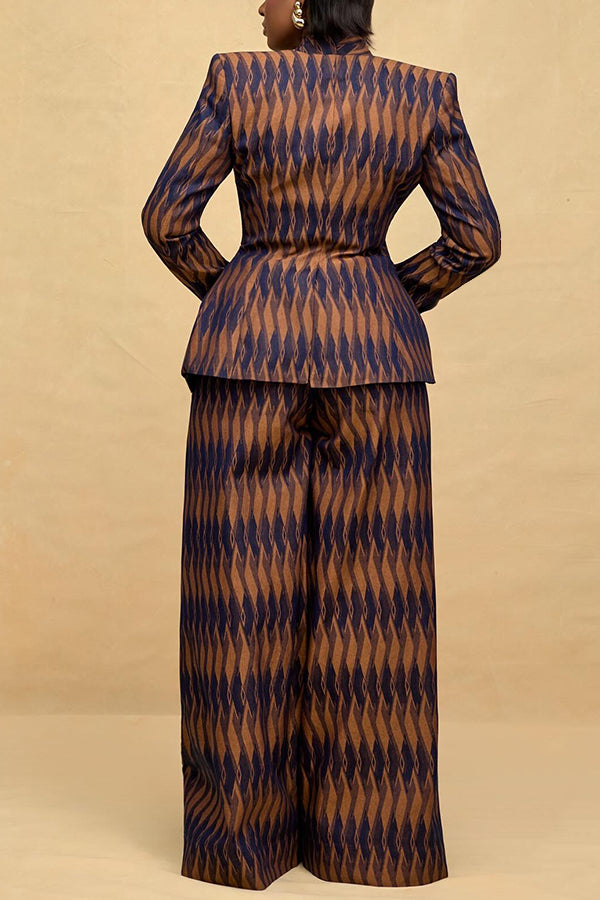 Retro Figure Graphic Blazer & Pants Set