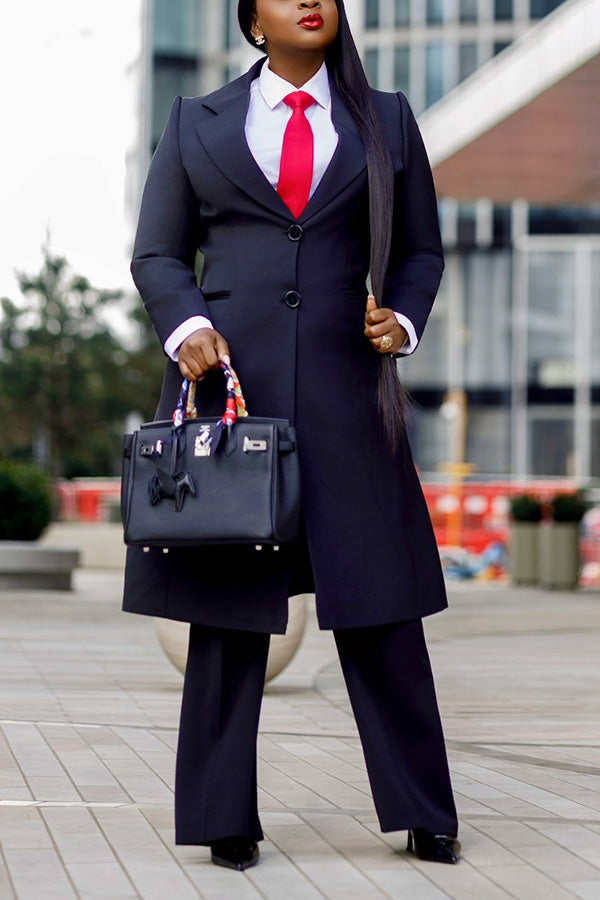 Classic Single Breasted Long Blazer & Pants Set