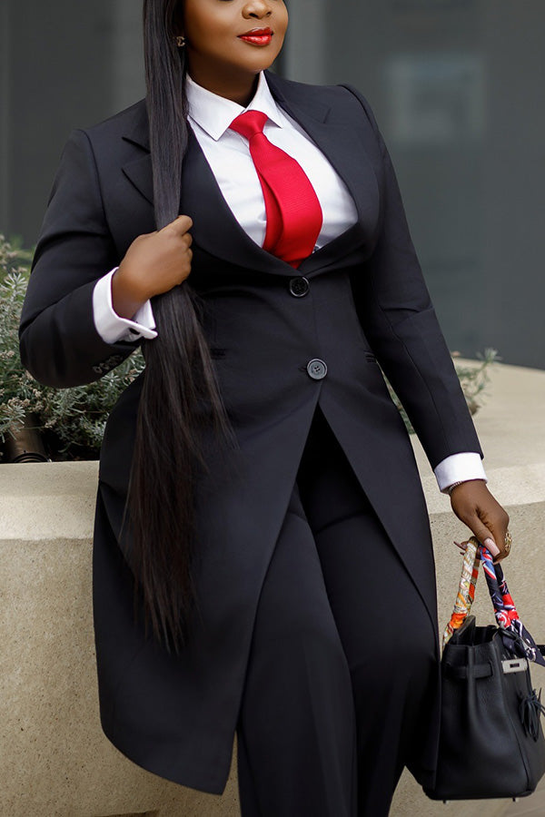 Classic Single Breasted Long Blazer & Pants Set