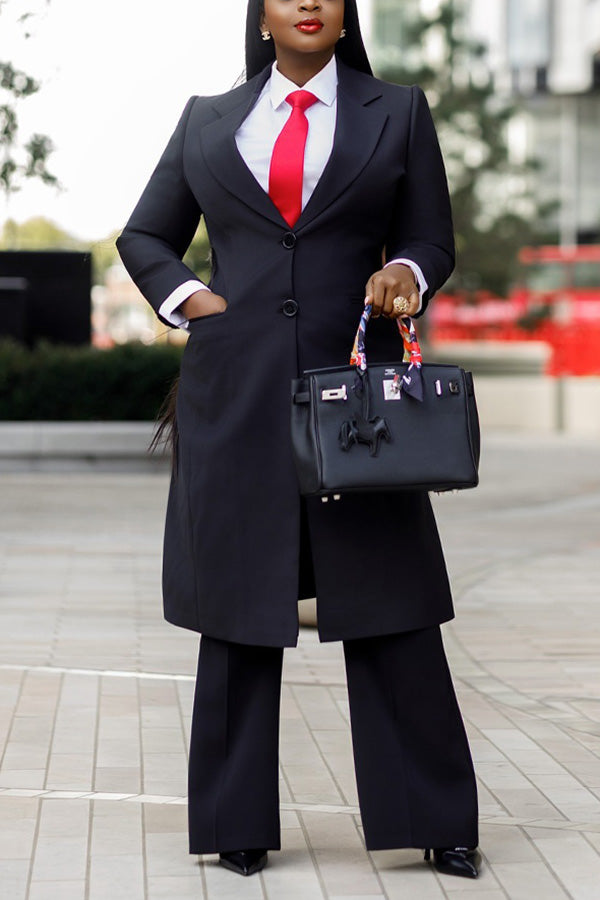 Classic Single Breasted Long Blazer & Pants Set