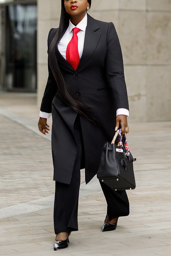 Classic Single Breasted Long Blazer & Pants Set