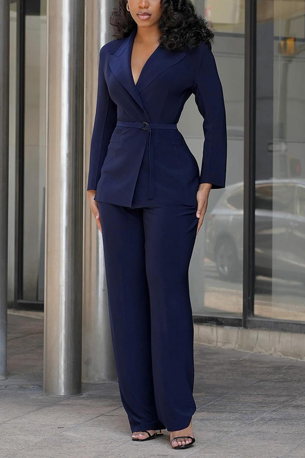 Retro Tighten Waist Blazer & Pants Set