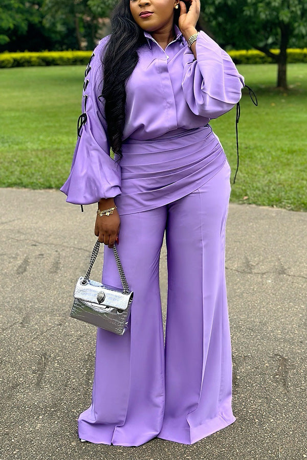 Stylish Lace Up Top & Pants Set