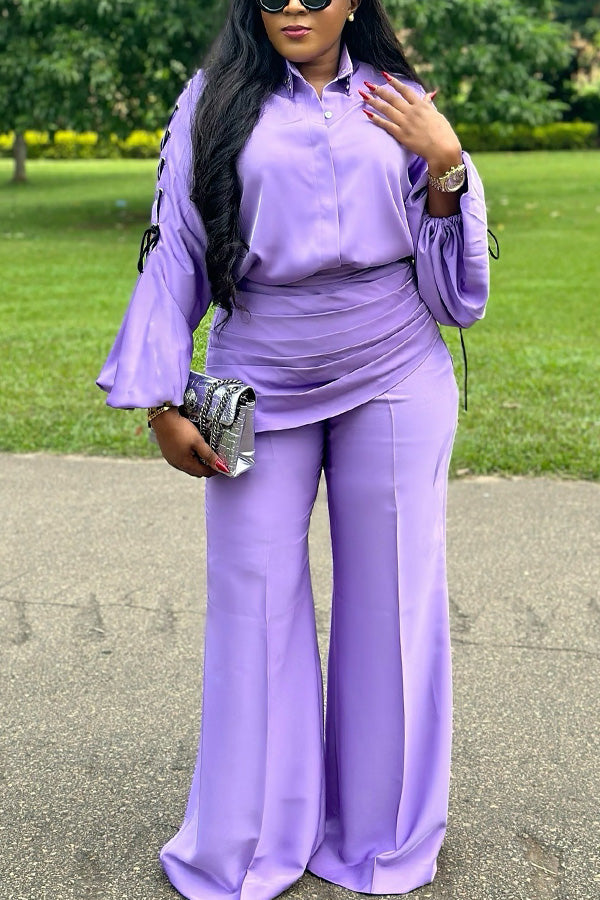 Stylish Lace Up Top & Pants Set