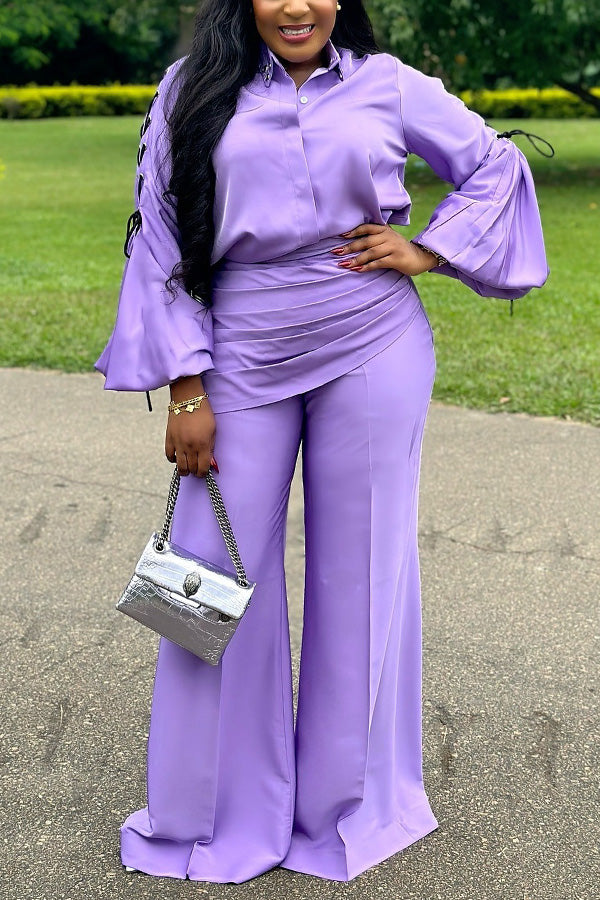Stylish Lace Up Top & Pants Set