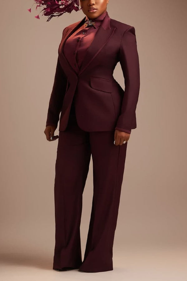 Chic Peak Collar Blazer & Pants Set