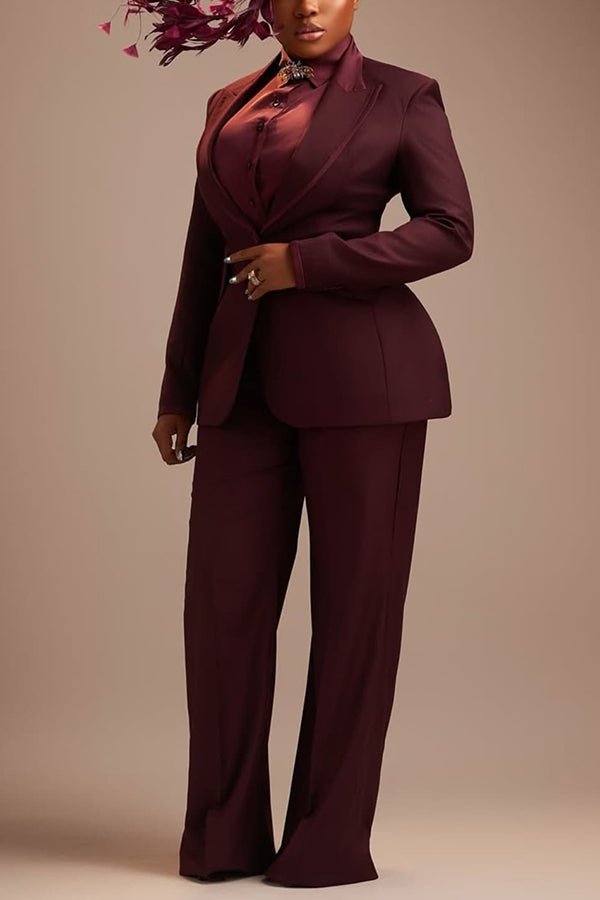 Chic Peak Collar Blazer & Pants Set
