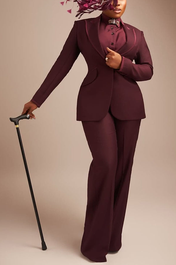 Chic Peak Collar Blazer & Pants Set
