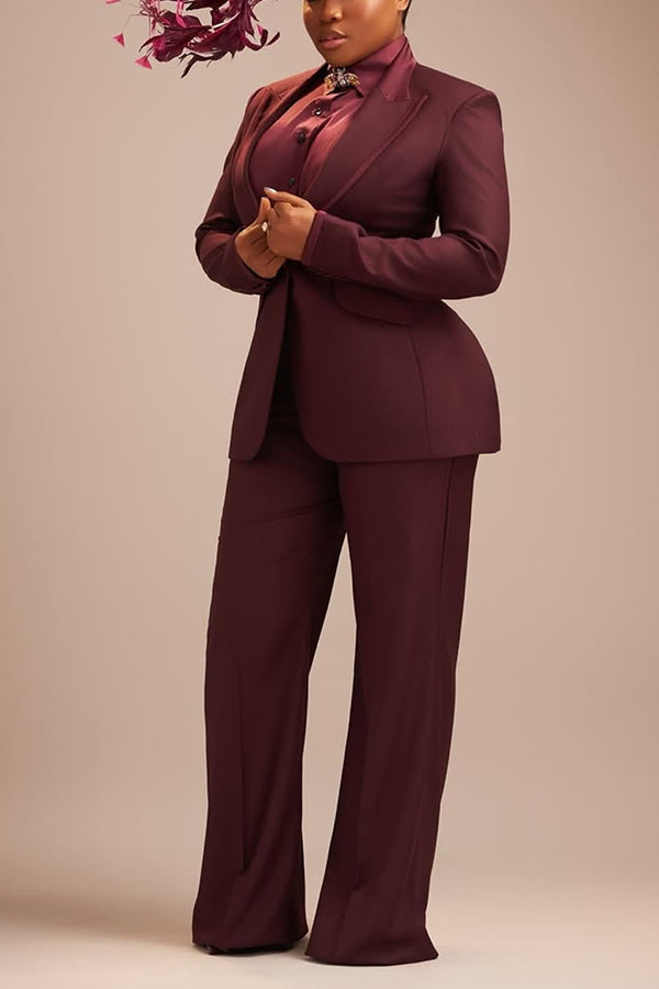Chic Peak Collar Blazer & Pants Set