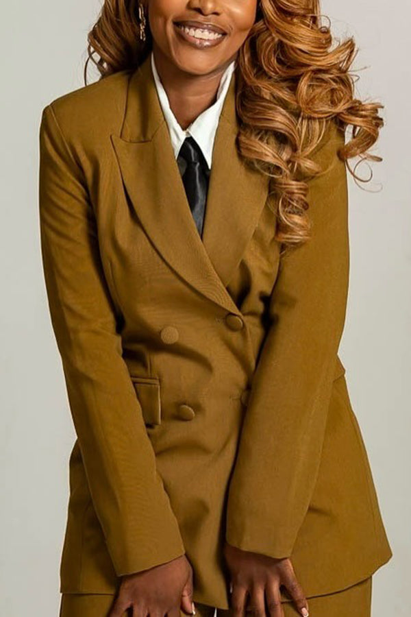 Retro Lapel Collar Double Breasted Blazer & Pants Set
