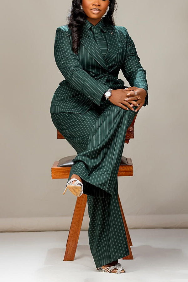 Chic Striped Shirt & Pants Set 