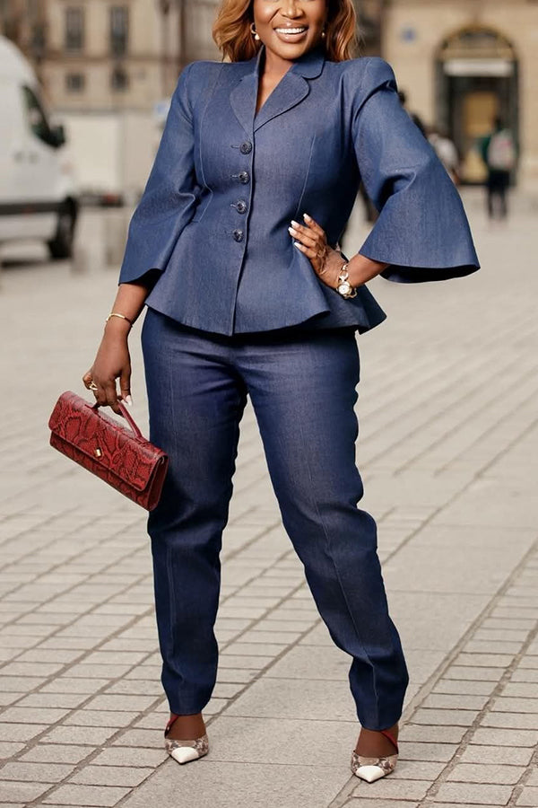 Retro Trumpet Sleeve Top & Pants Set