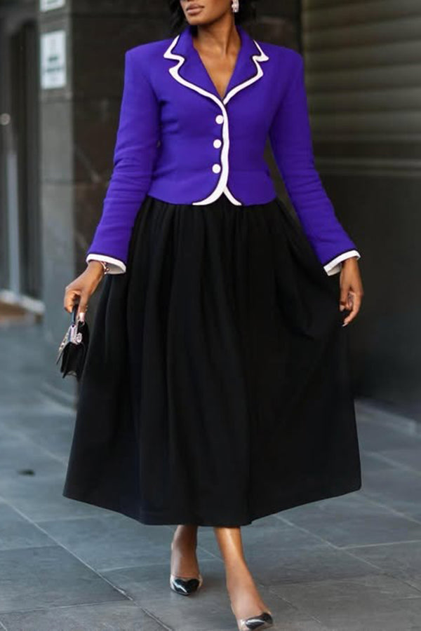 Classic Two Tone Top & Skirt Set
