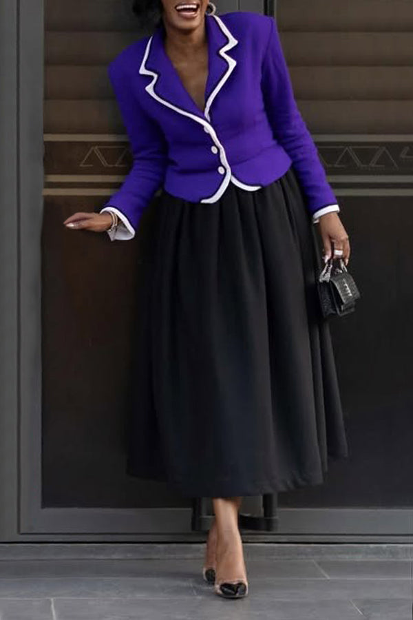 Classic Two Tone Top & Skirt Set