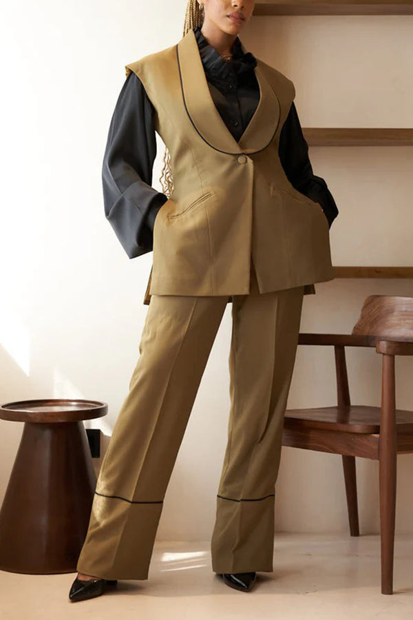 Chic Shawl Collar Vest & Pants Set
